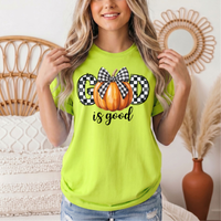 God Is Good Pumpkin & Gingham Bow Graphic Tee