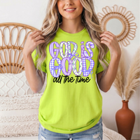 God Is Good All the Time Purple Bow Graphic Tee