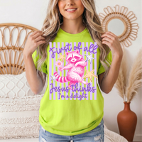 Jesus Thinks I'm a Delight Pink Raccoon Graphic Tee