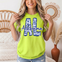 Alabama Blue Floral AL Graphic Tee
