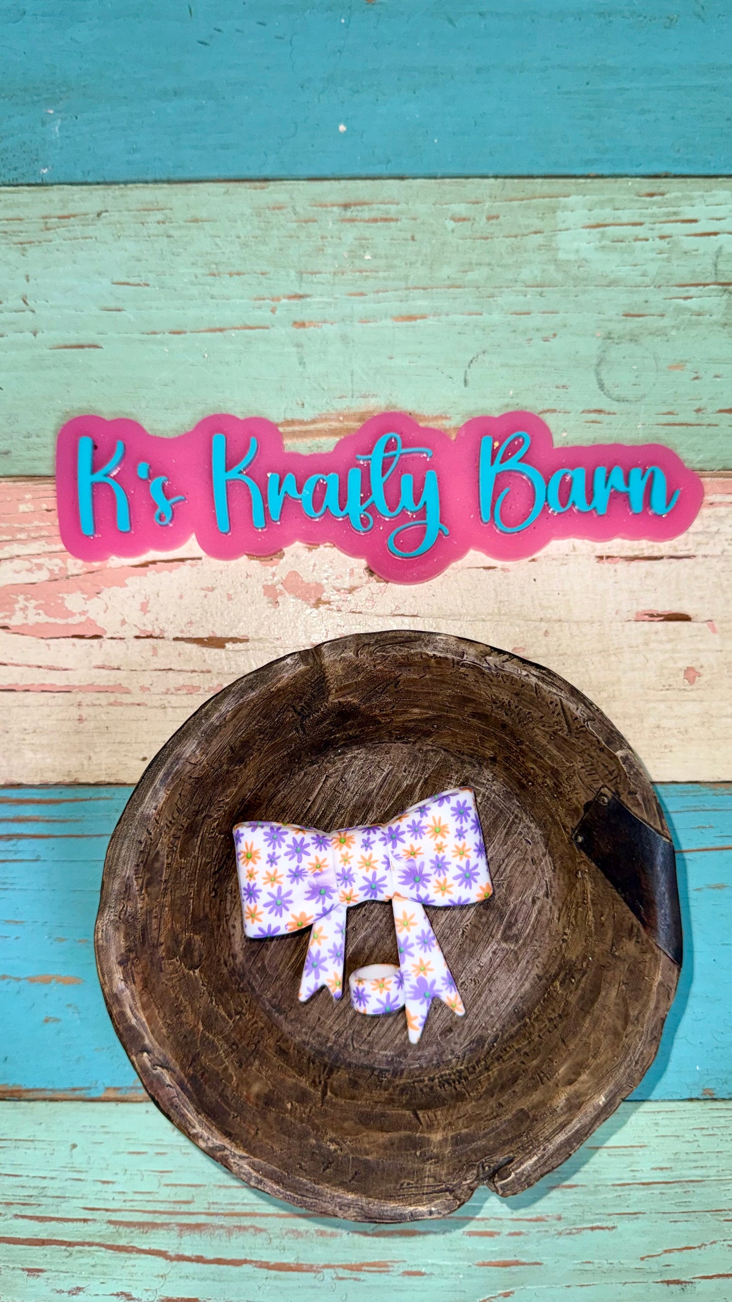 Wholesale Silicone Focal Bead- Orange & Purple Daisy Straw charm or focal