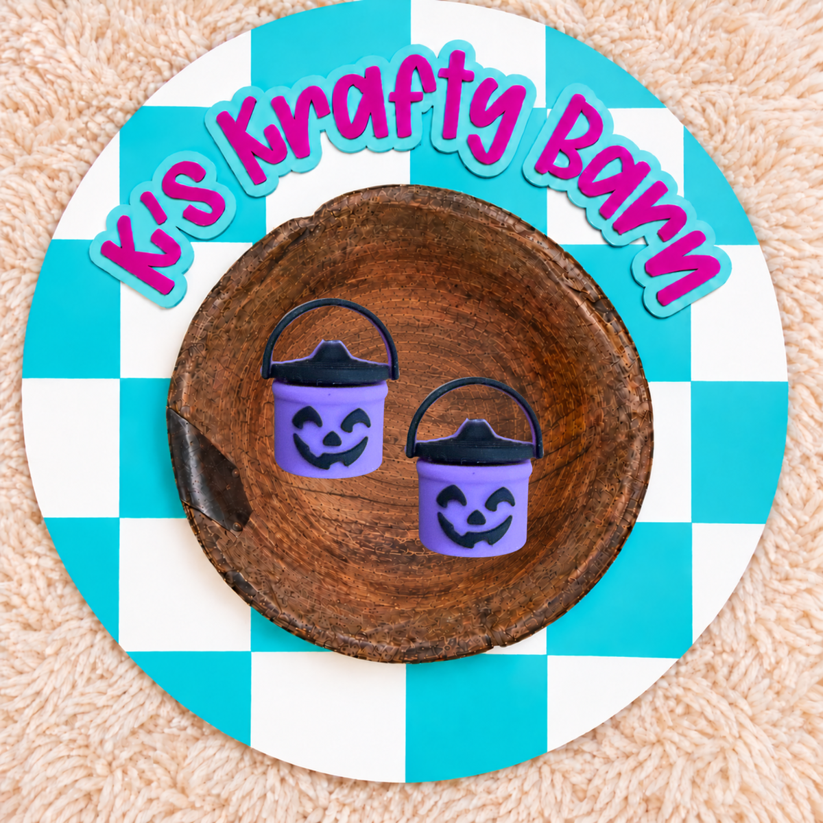3D Light Purple Jack-O’-Lantern Bucket Silicone Focal Bead