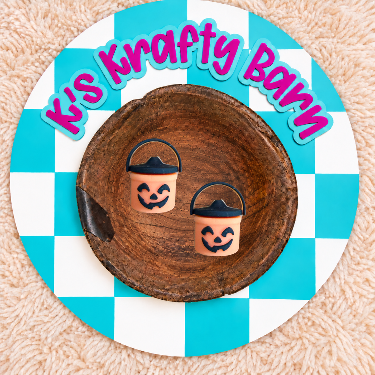 3D Orange Jack-O’-Lantern Bucket Silicone Focal Bead