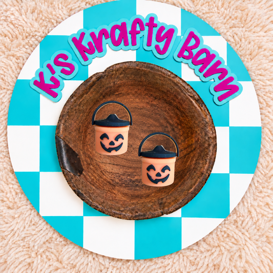 3D Orange Jack-O’-Lantern Bucket Silicone Focal Bead
