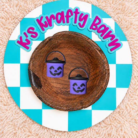 3D Purple Jack-O’-Lantern Bucket Silicone Focal Bead