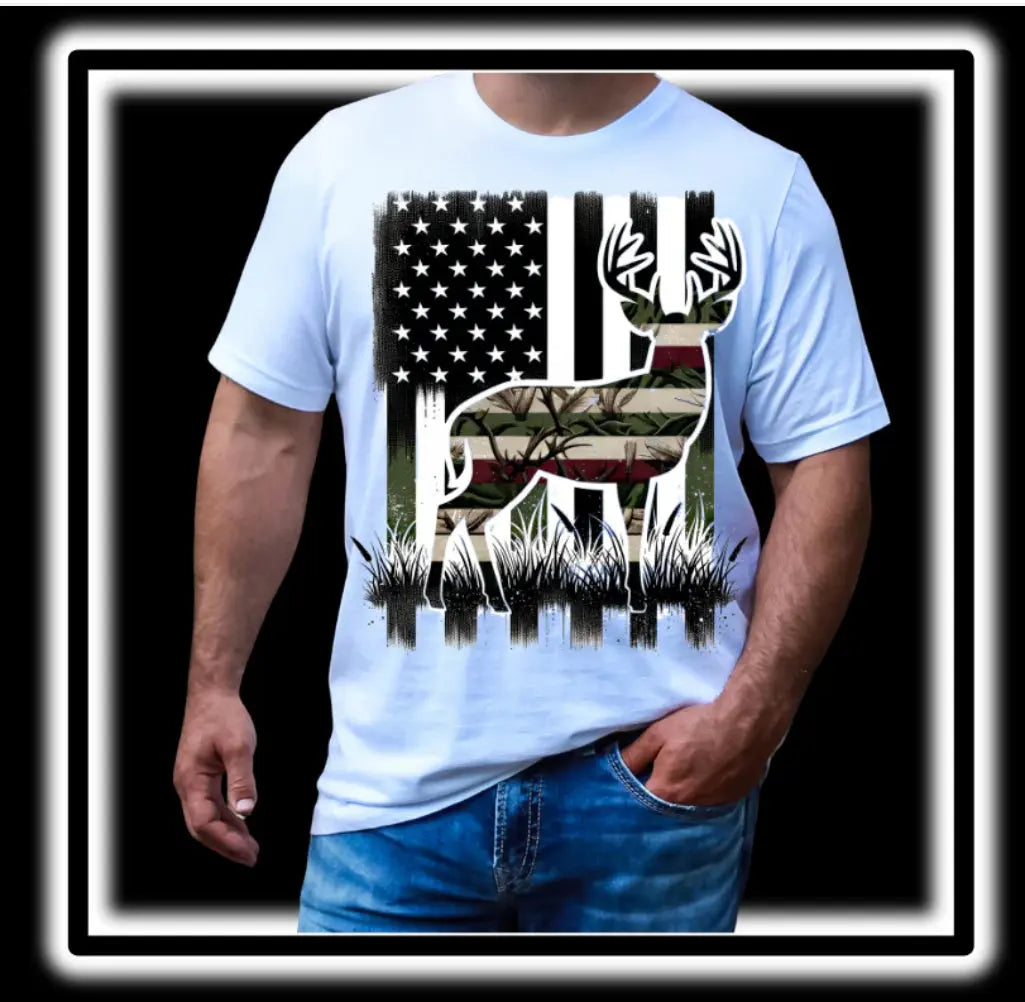 Black and Camo Deer Flag K's Crafty Vibes Co.