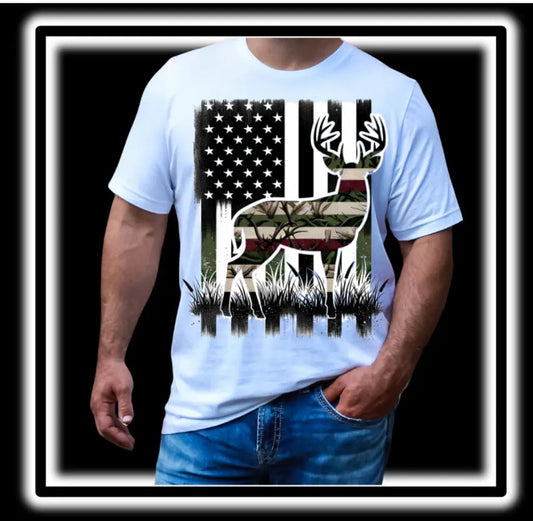 Black and Camo Deer Flag K's Crafty Vibes Co.