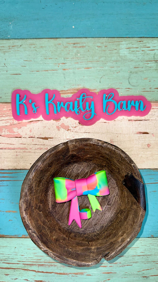 Wholesale Silicone Focal Bead- Neon Straw charm or focal bow