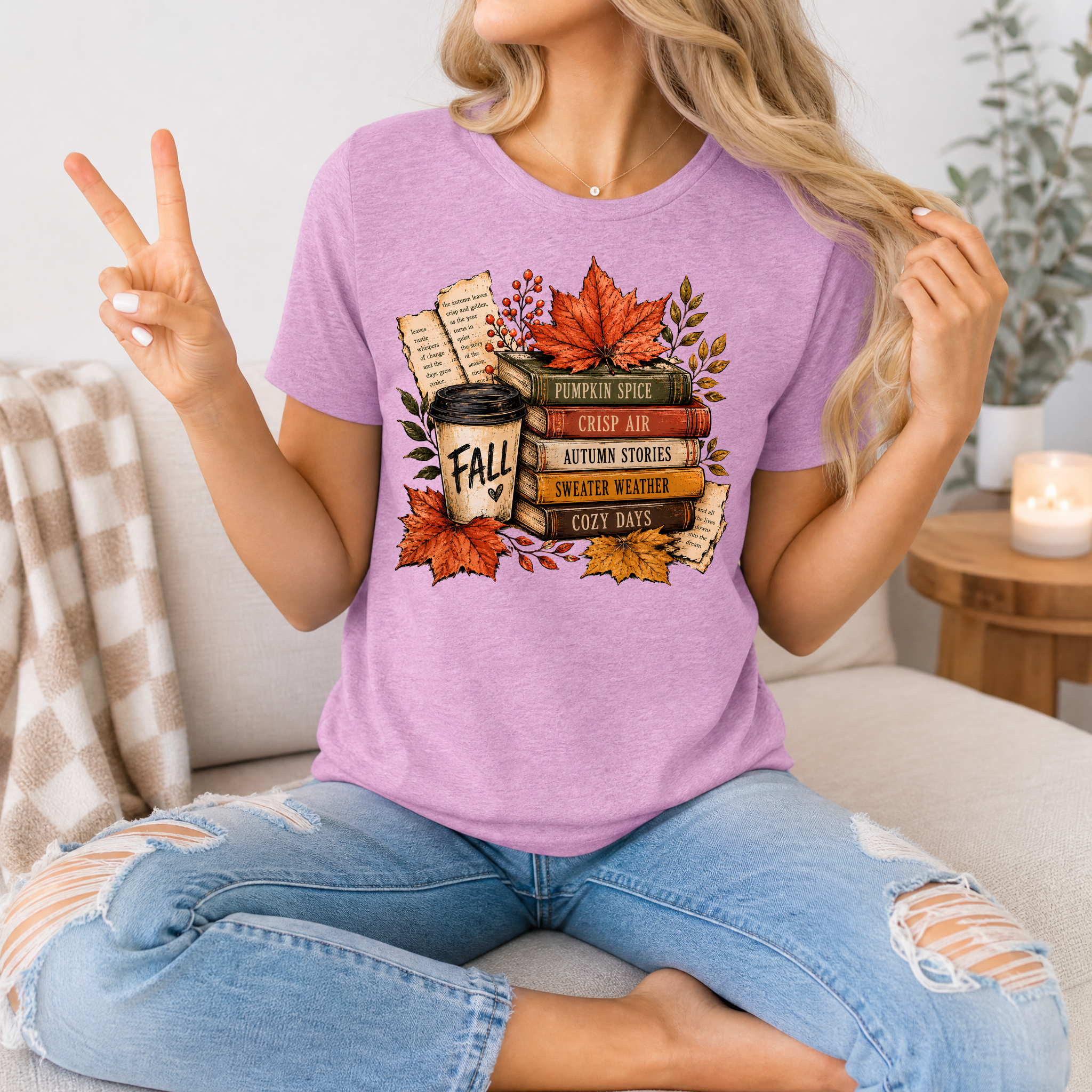 Fall & Bookish Cozy Premium Graphic Tee