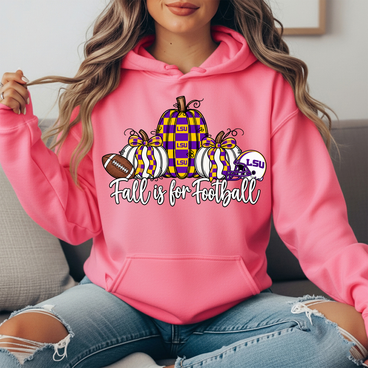 LSU Fall Is for Football Pumpkin Graphic Hoodie