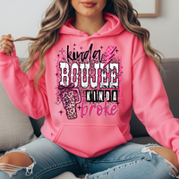 Kinda Boujee Kinda Broke Pink Leopard Graphic Hoodie