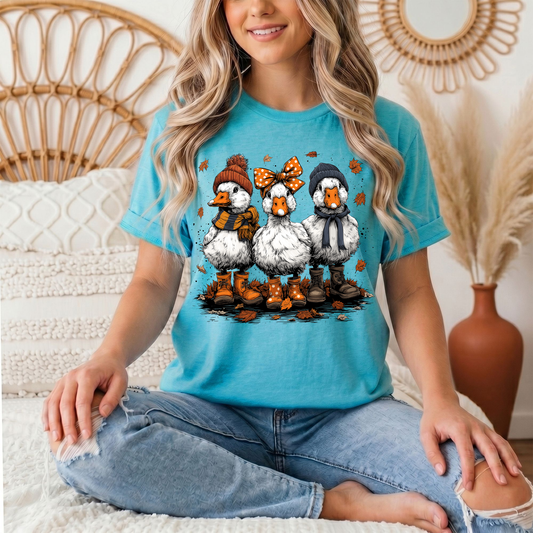 Autumn Duck Trio Boots & Bow Graphic Tee