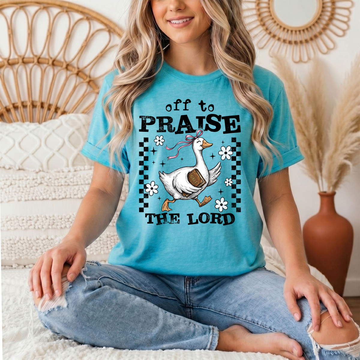 Off To Praise The Lord Christian Graphic Tee