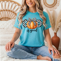 God Is Good Pumpkin & Gingham Bow Graphic Tee