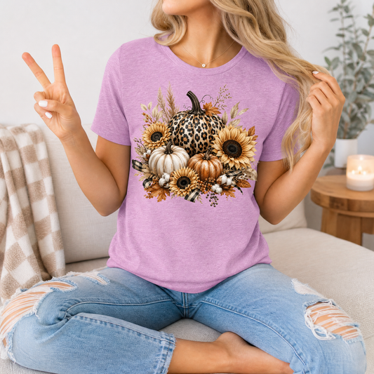 Leopard Pumpkin Sunflower Premium Graphic Tee