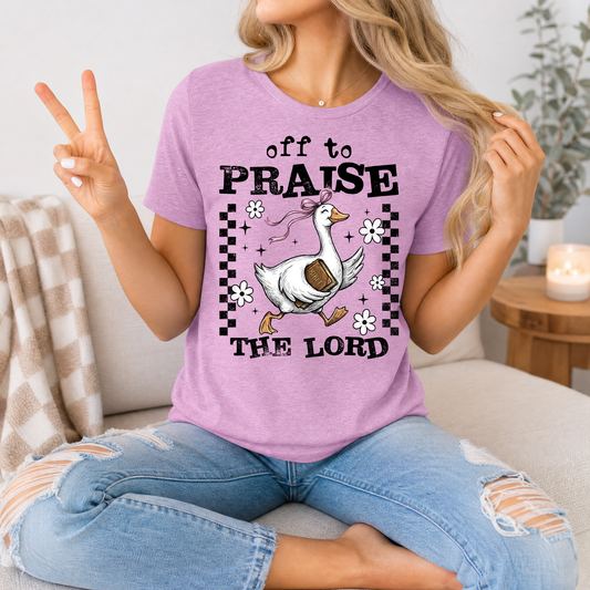 Off To Praise The Lord Christian Graphic Tee