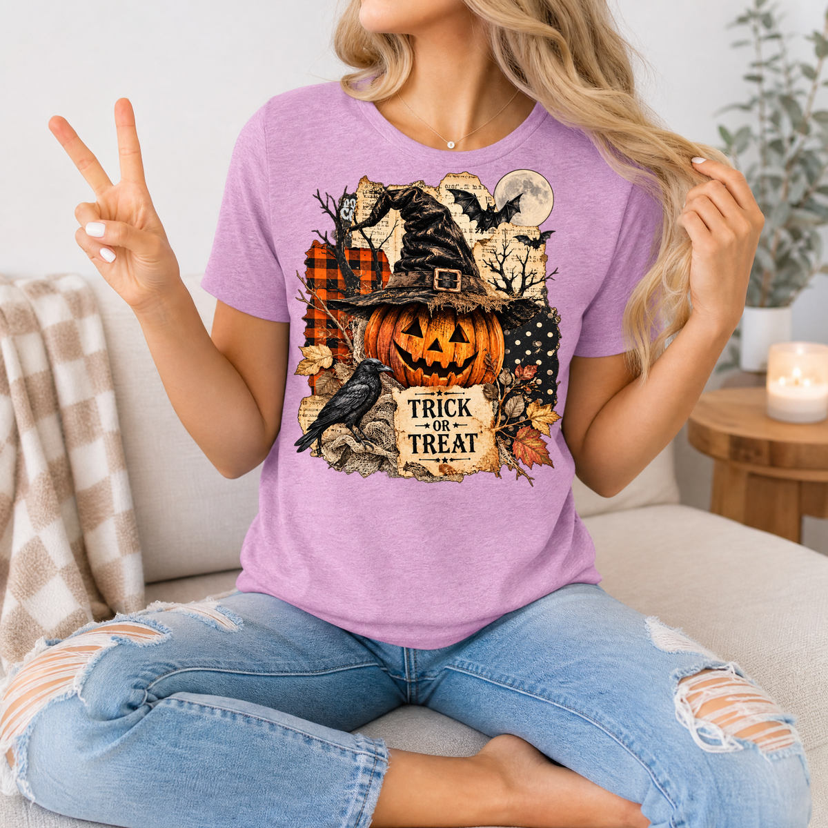 Trick or Treat Vintage Halloween Premium Graphic Tee