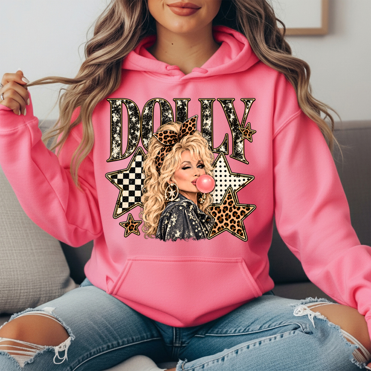 Dolly Bubblegum & Leopard Stars Graphic Hoodie