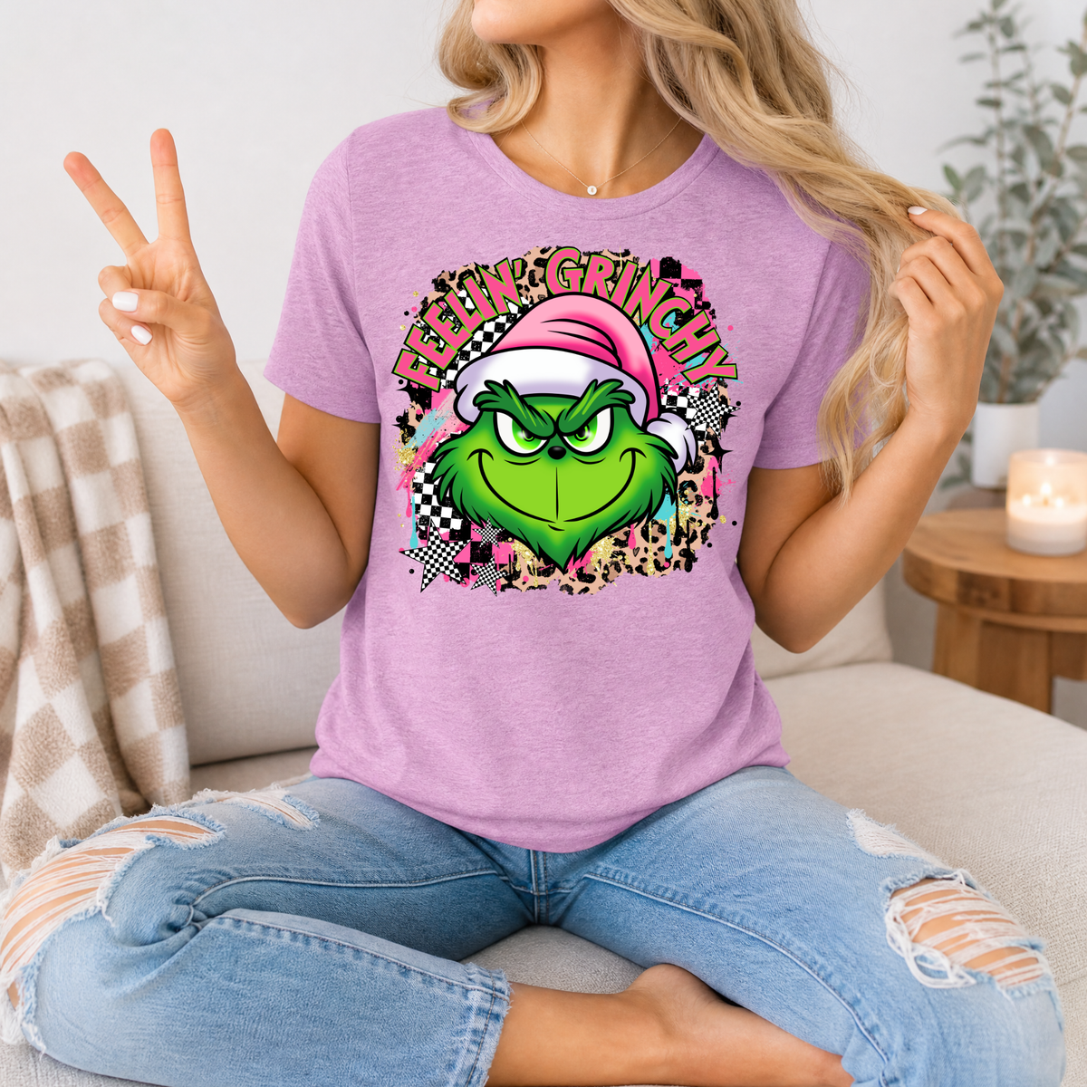 Feelin' Grinchy Christmas Premium Graphic Tee