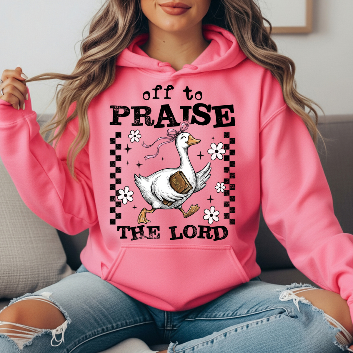 Off to Praise the Lord Goose Graphic Hoodie