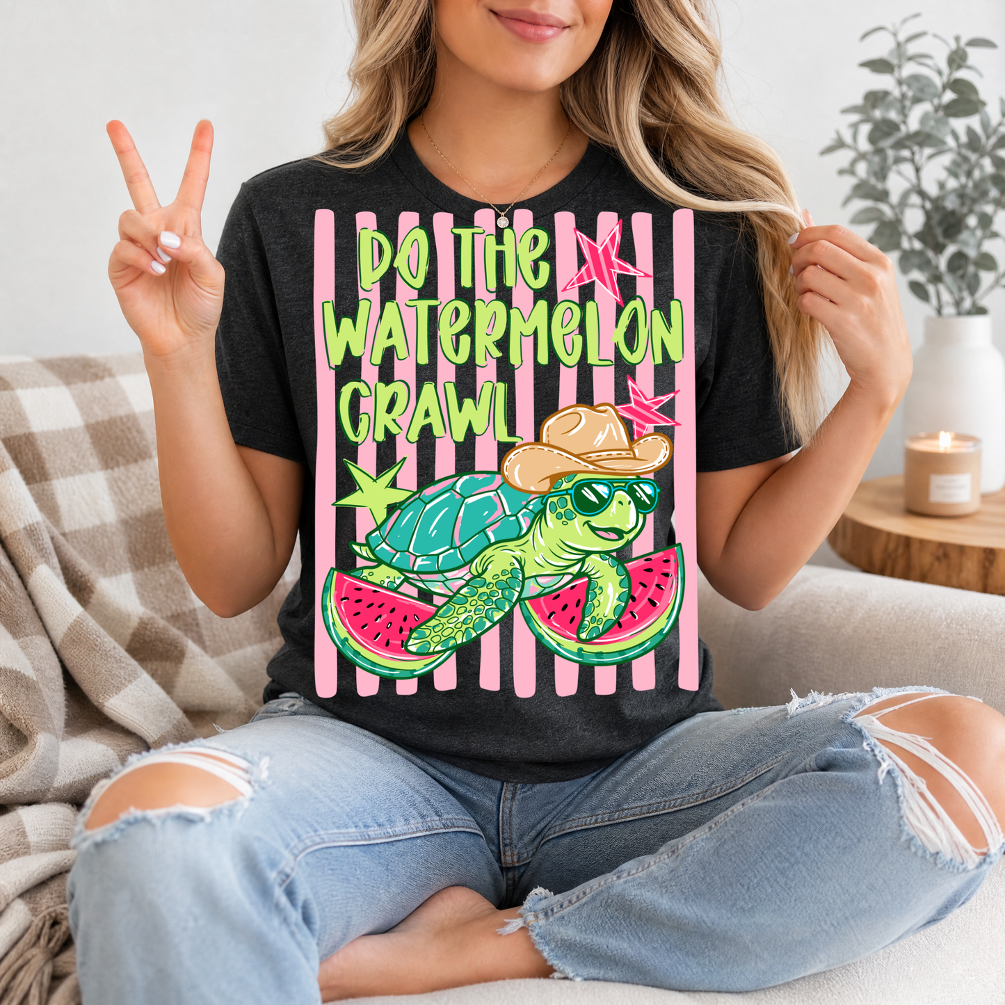 Watermelon Crawl Turtle Premium Graphic Tee