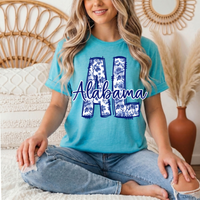 Alabama Blue Floral AL Graphic Tee