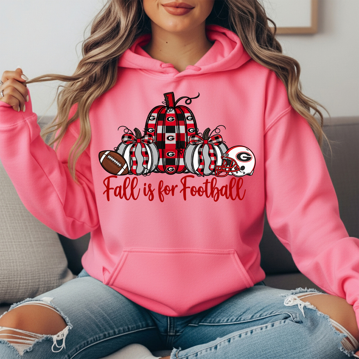 Georgia Bulldogs Fall Is for Football Pumpkin Graphic Hoodie