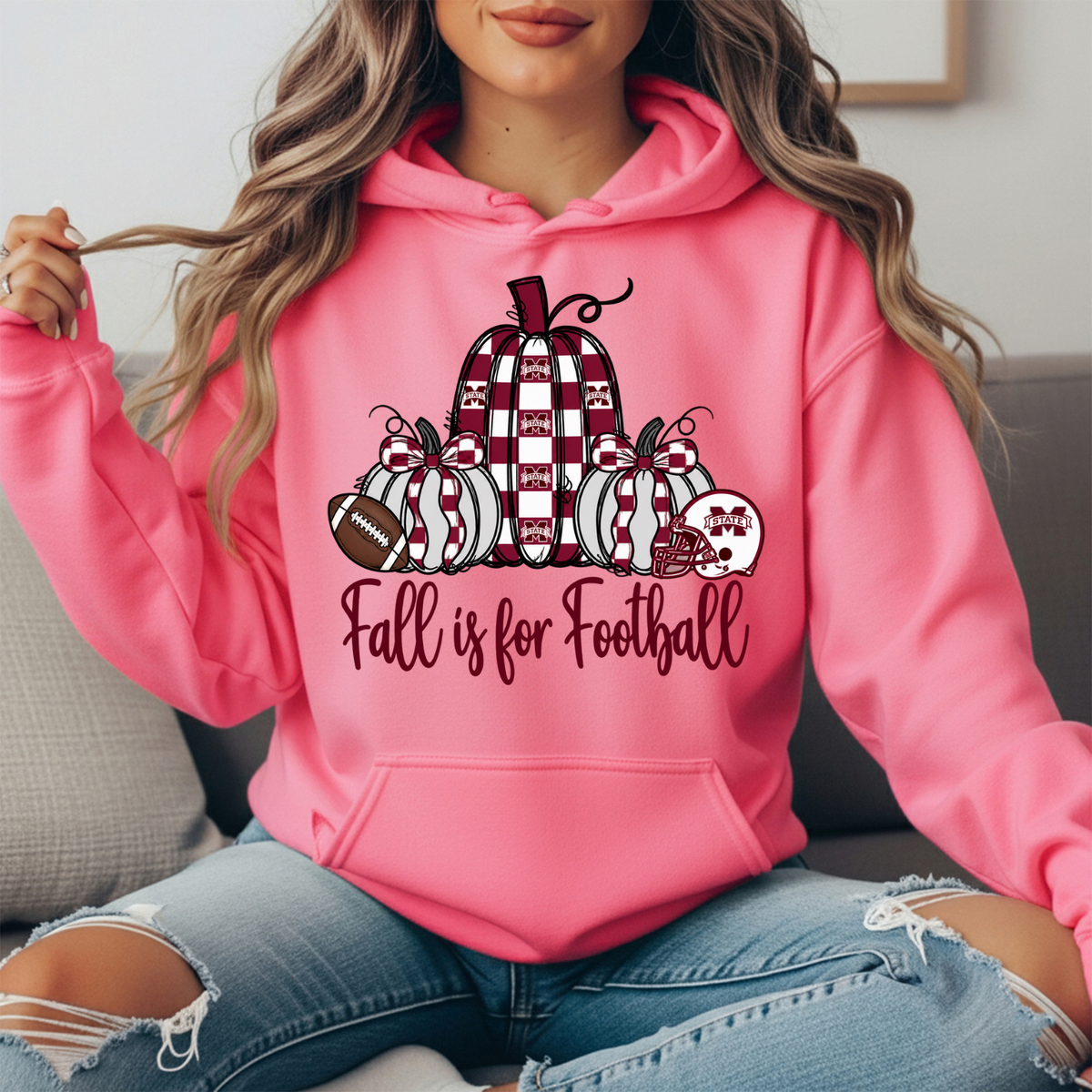 Mississippi State Fall Is for Football Pumpkin Graphic Hoodie