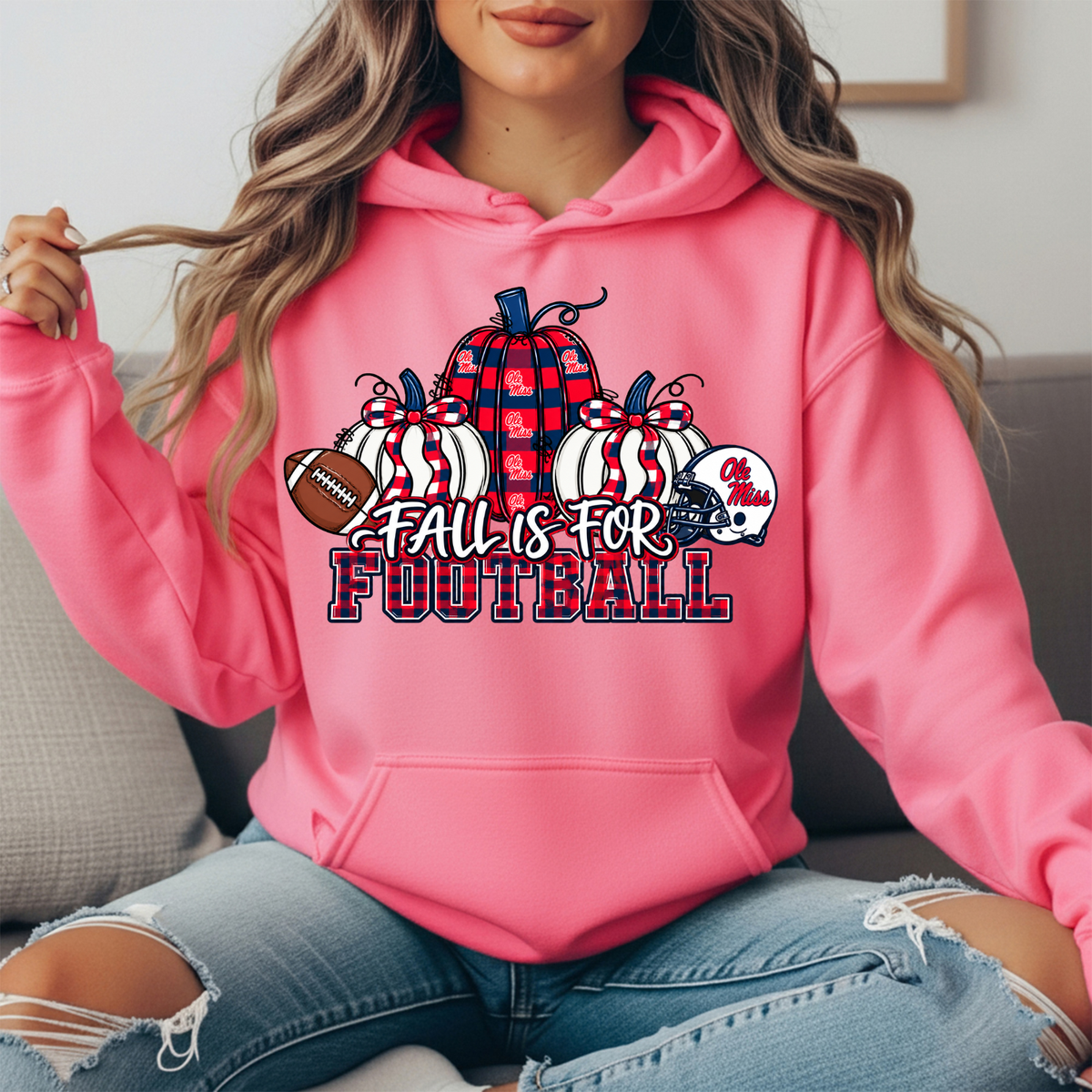 Ole Miss Fall Is for Football Pumpkin Graphic Hoodie