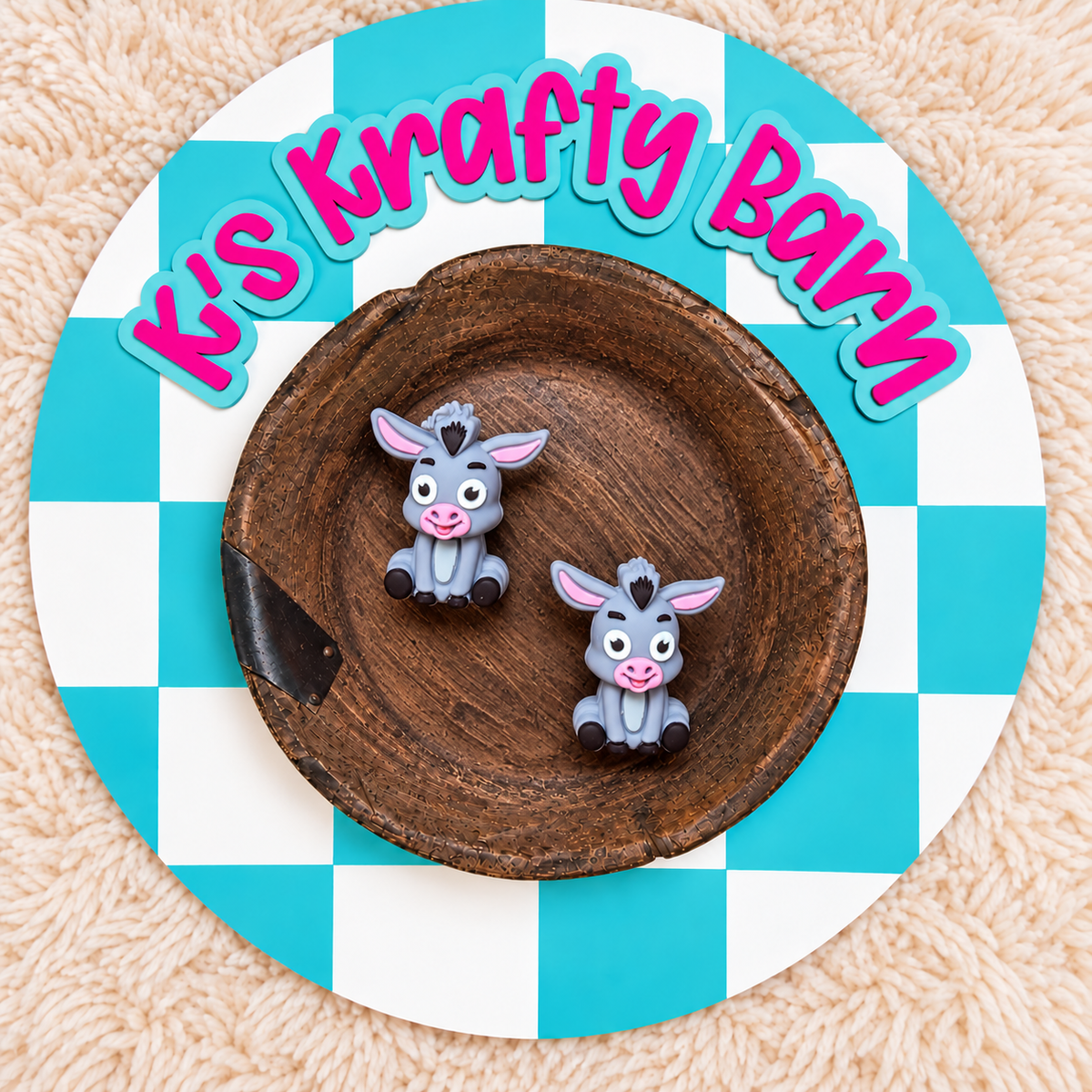 3D Donkey Silicone Focal Bead