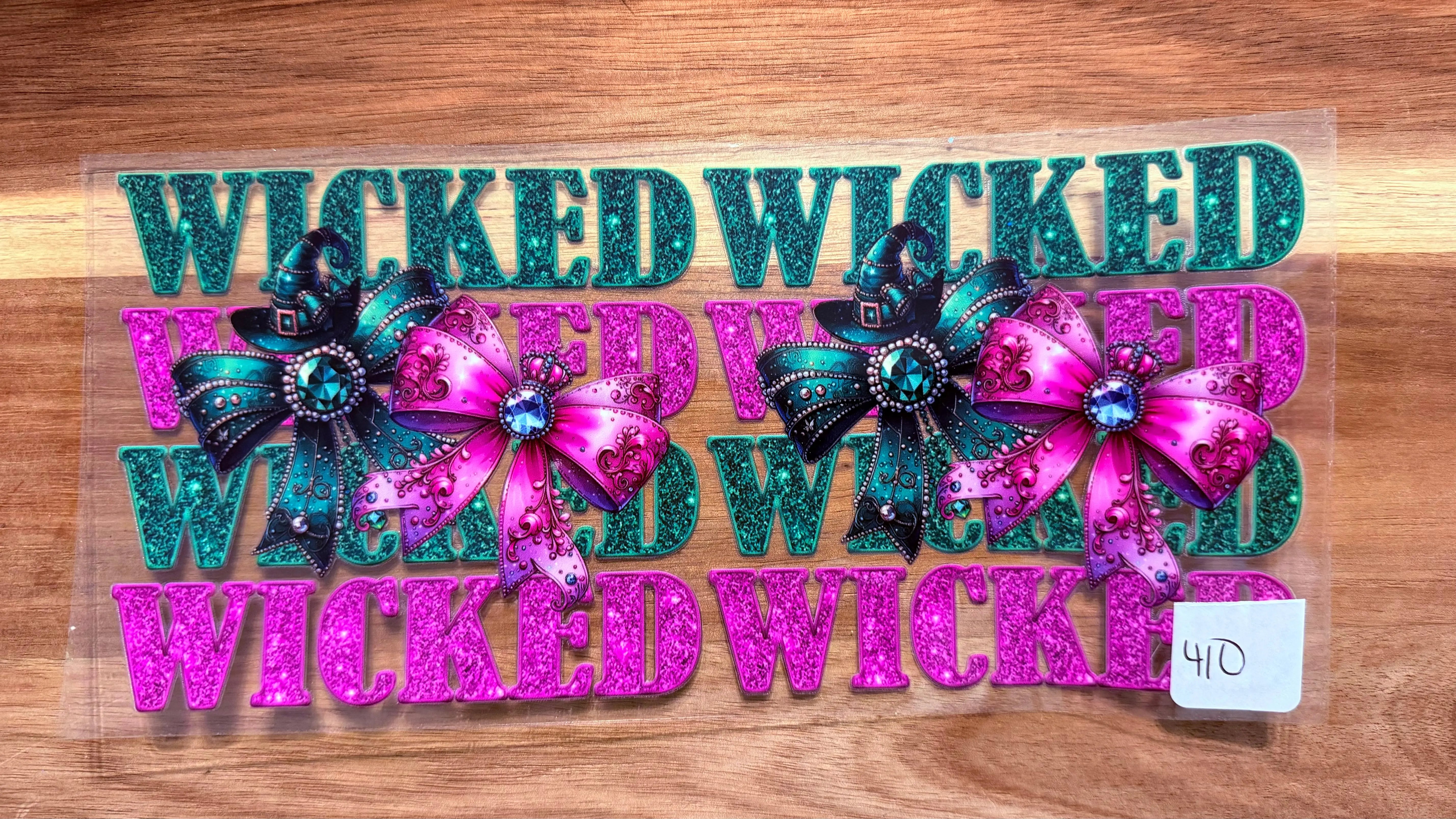 #410 Green and Pink Wicked Bows with jewels K's Krafty Barn