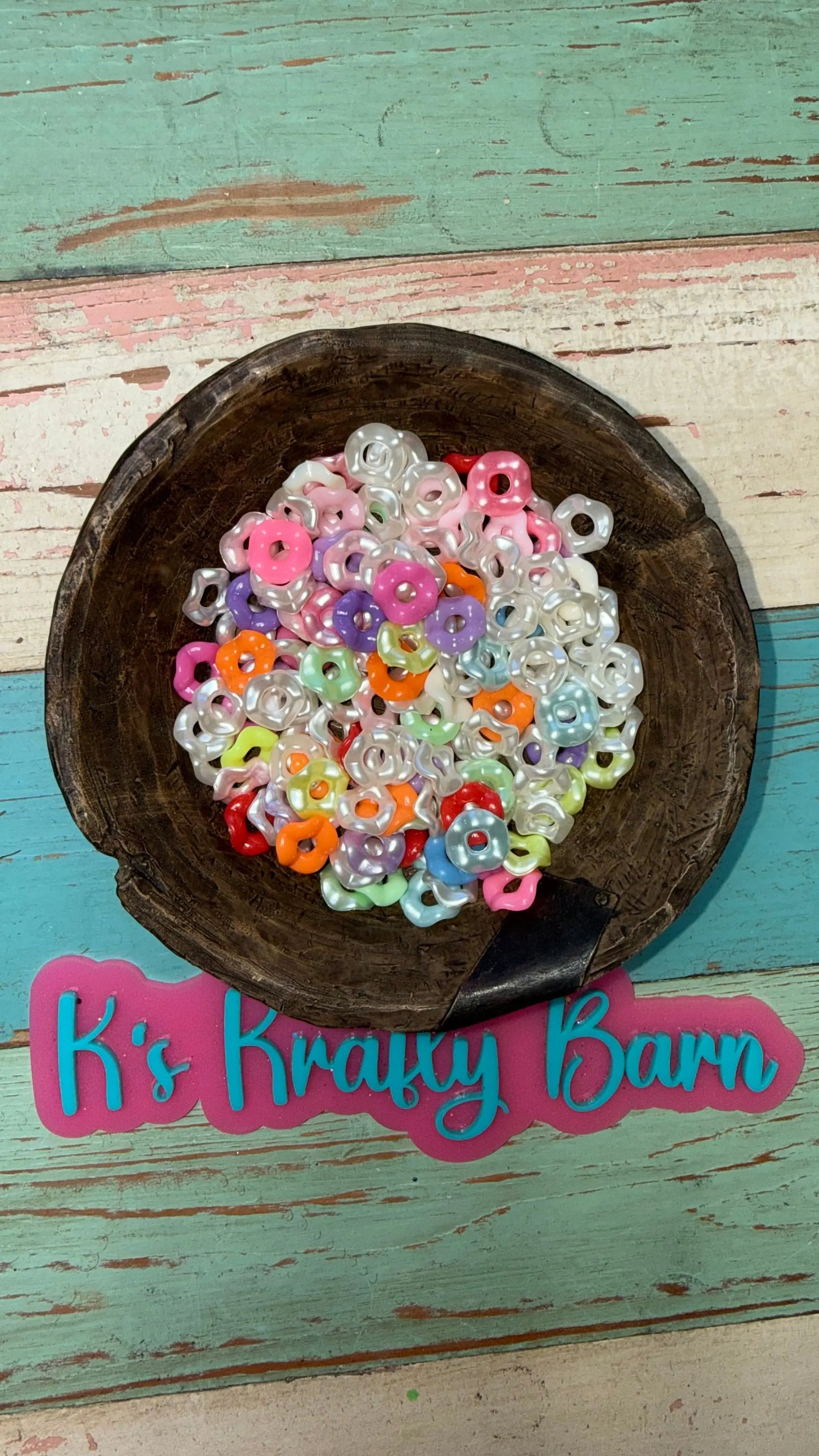 14mm Wavy Spacers for beadable items- 50 pack RANDOM MIX K's Krafty Barn