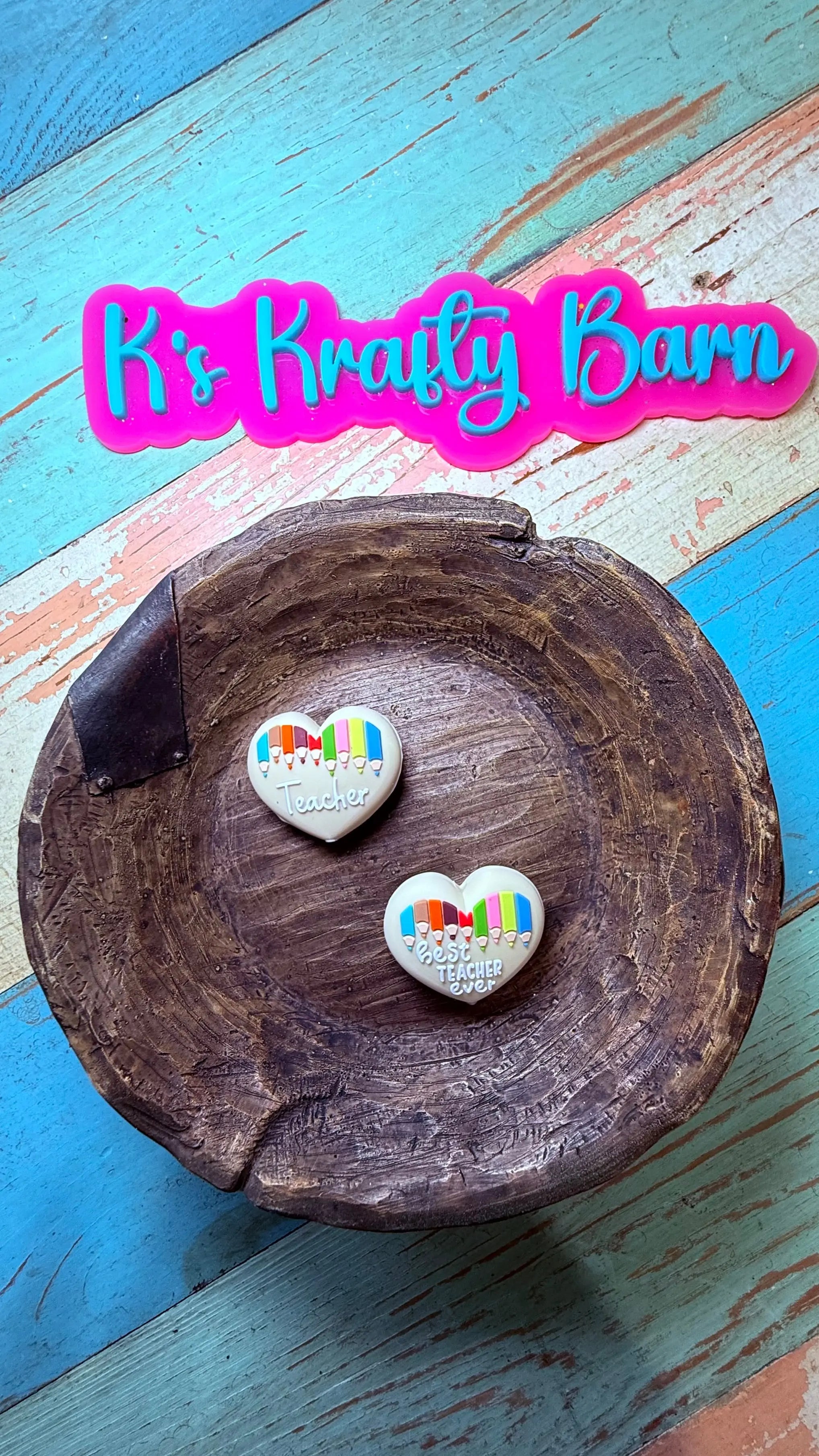 Silicone Focal Bead- 3D Double-sided-Teacher be teacher ever K's Krafty Barn
