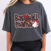 Baseball Mama Checkered Shirt | Baseball Mom Game Day Graphic Tee K's Krafty Barn