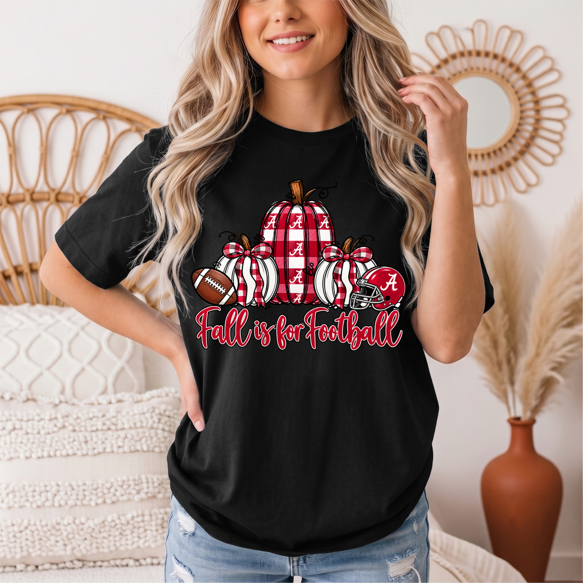 Fall Is for Football Alabama Pumpkin Graphic Tee