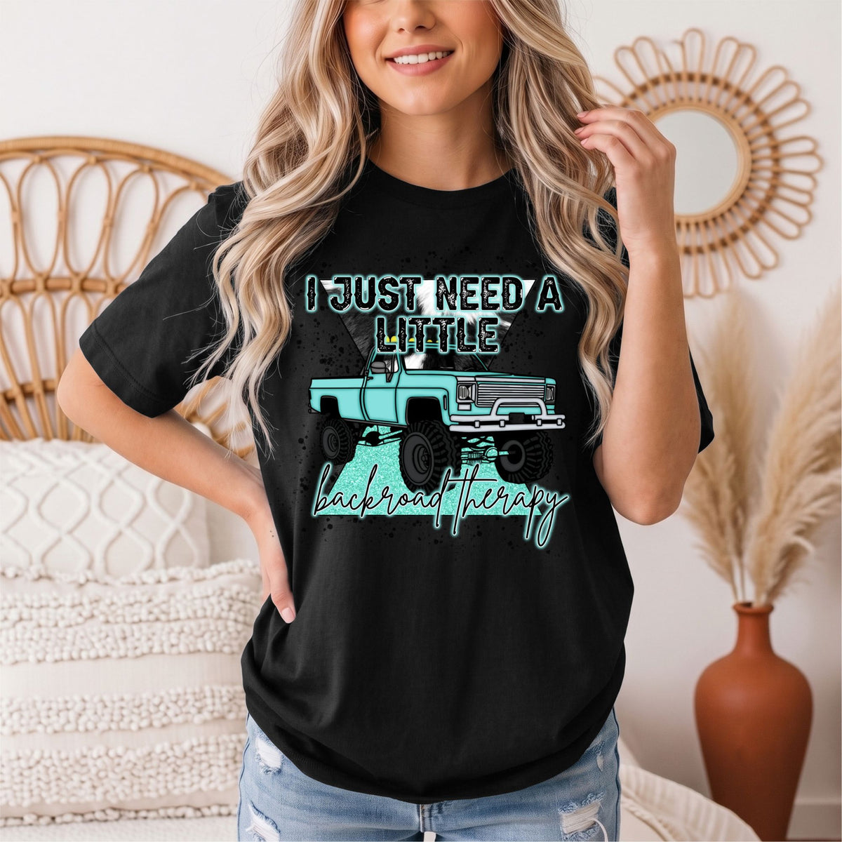 Backroad Therapy Turquoise Truck Graphic Tee