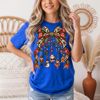 Christmas Plaid Bow & Holiday Charms Graphic Tee