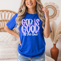 God Is Good All the Time Purple Bow Graphic Tee