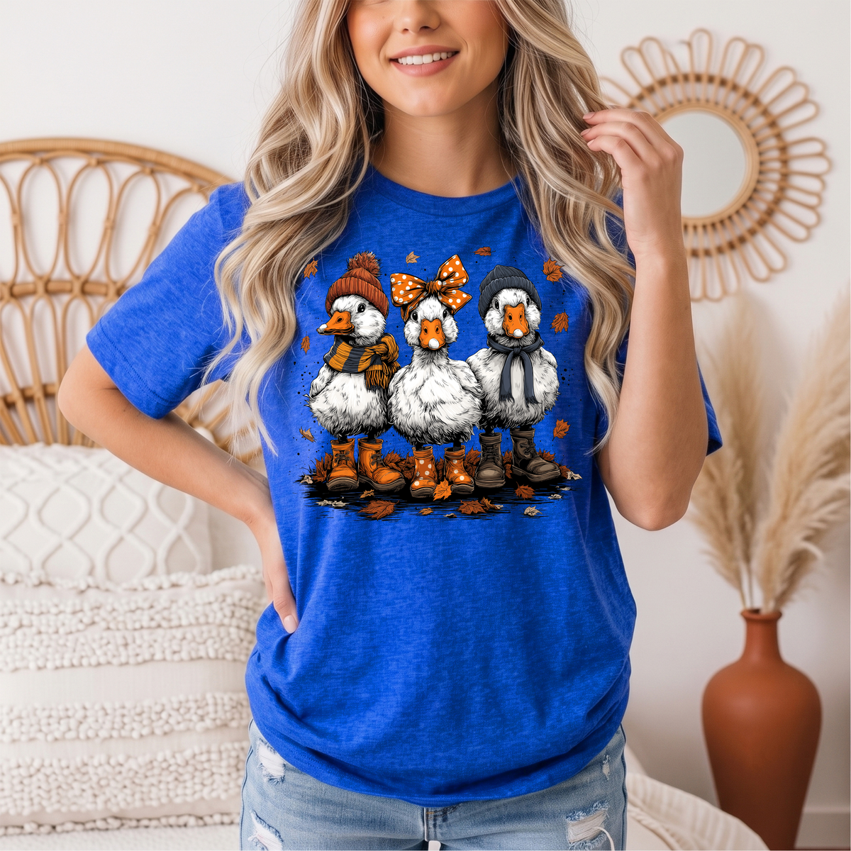 Autumn Duck Trio Boots & Bow Graphic Tee
