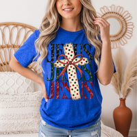 Jesus Christmas Cross & Bow Graphic Tee