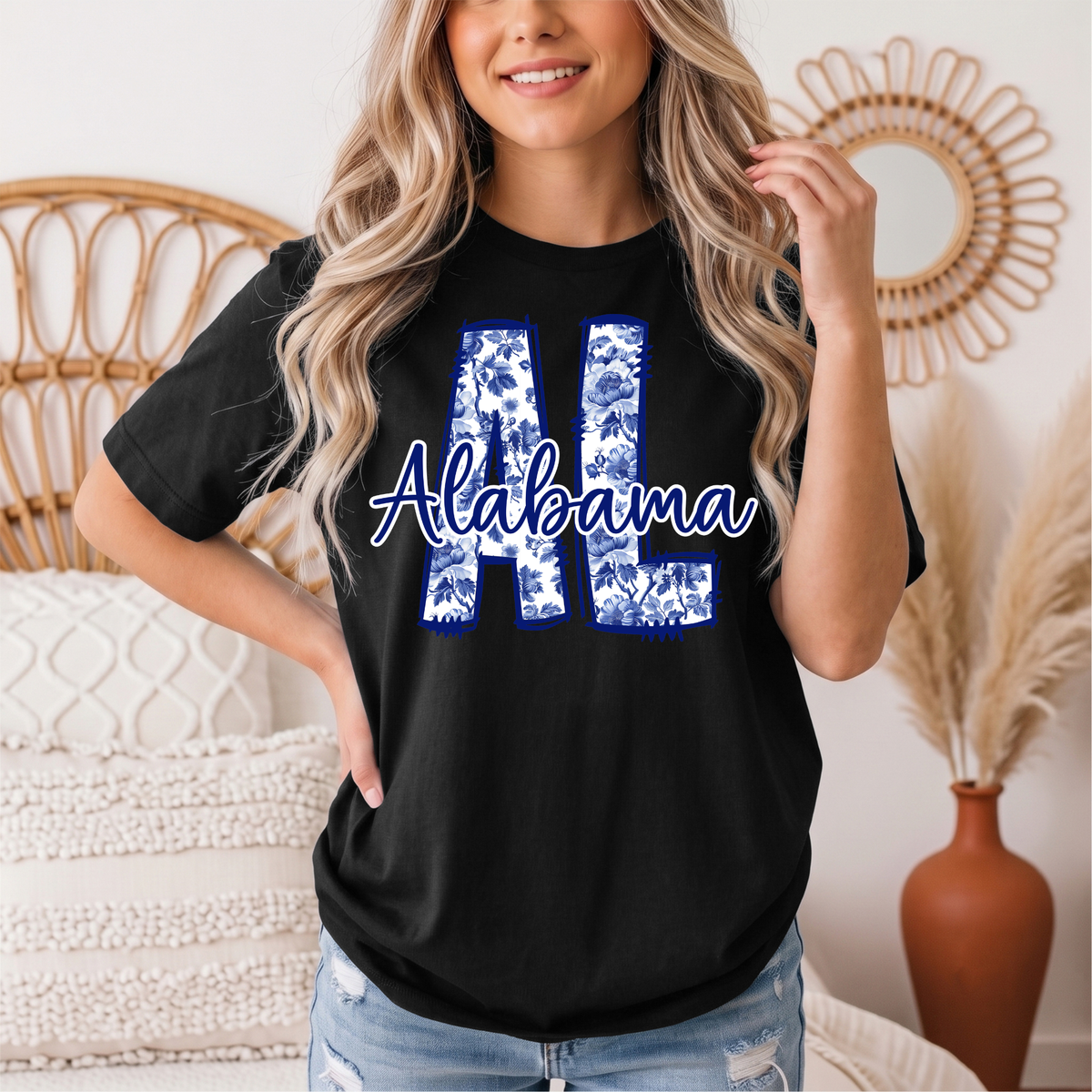 Alabama Blue Floral AL Graphic Tee