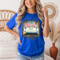 Ford Girl Floral Vintage Truck & Leopard Graphic Tee