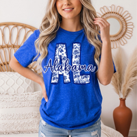 Alabama Blue Floral AL Graphic Tee