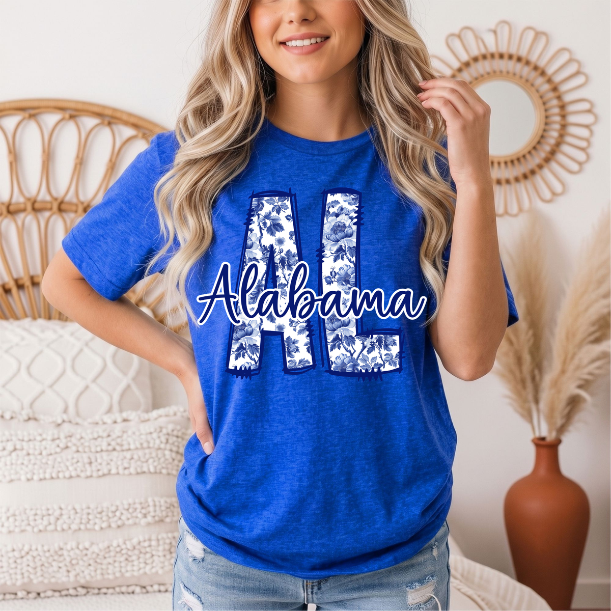 Alabama Blue Floral AL Graphic Tee