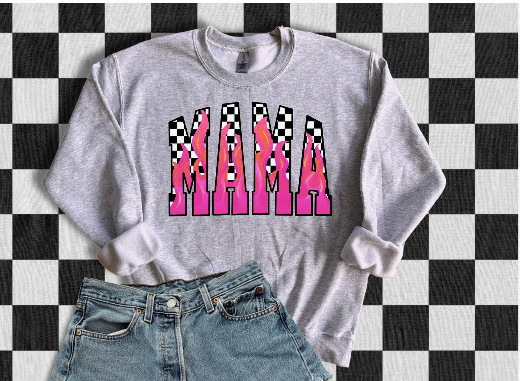 Mama Checkered Pink Flame