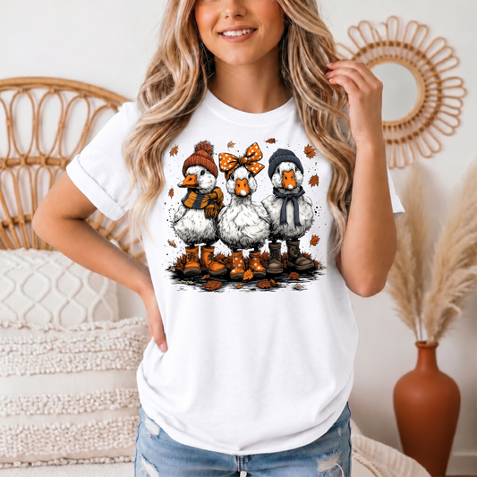 Autumn Duck Trio Boots & Bow Graphic Tee
