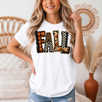 Fall Plaid Leopard & Floral Patchwork Graphic Tee