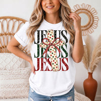 Jesus Christmas Cross & Bow Graphic Tee