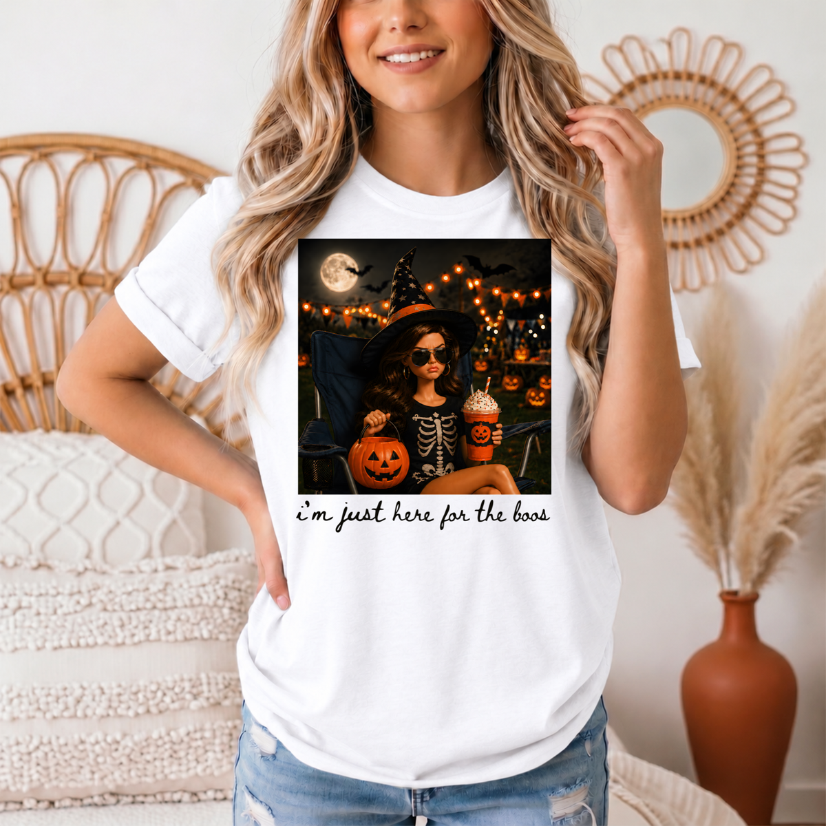 I'm Just Here for the Boos Halloween Graphic Tee