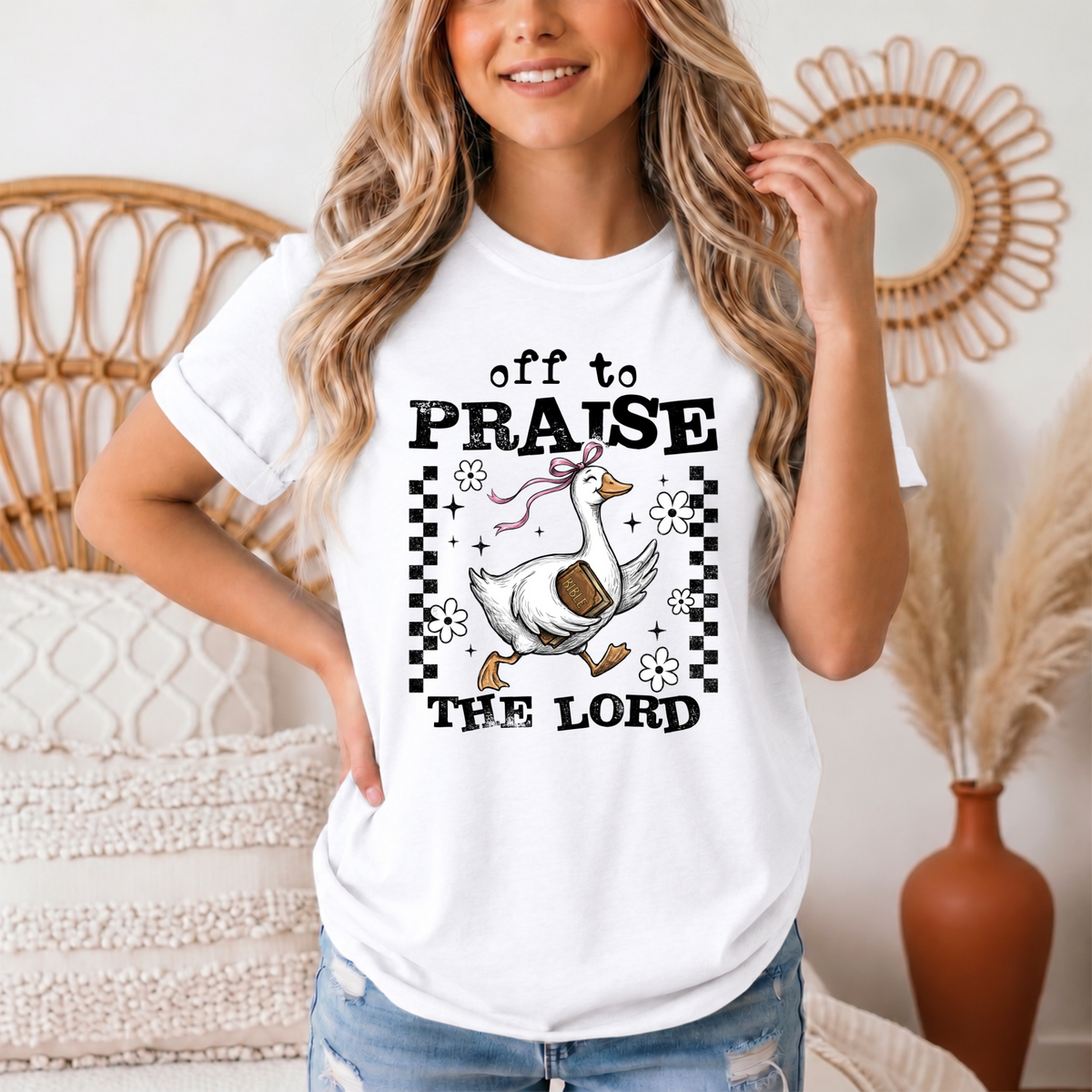 Off To Praise The Lord Christian Graphic Tee